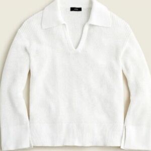 J.Crew Relaxed Fit Collared Cotton Knit Sweater White Small